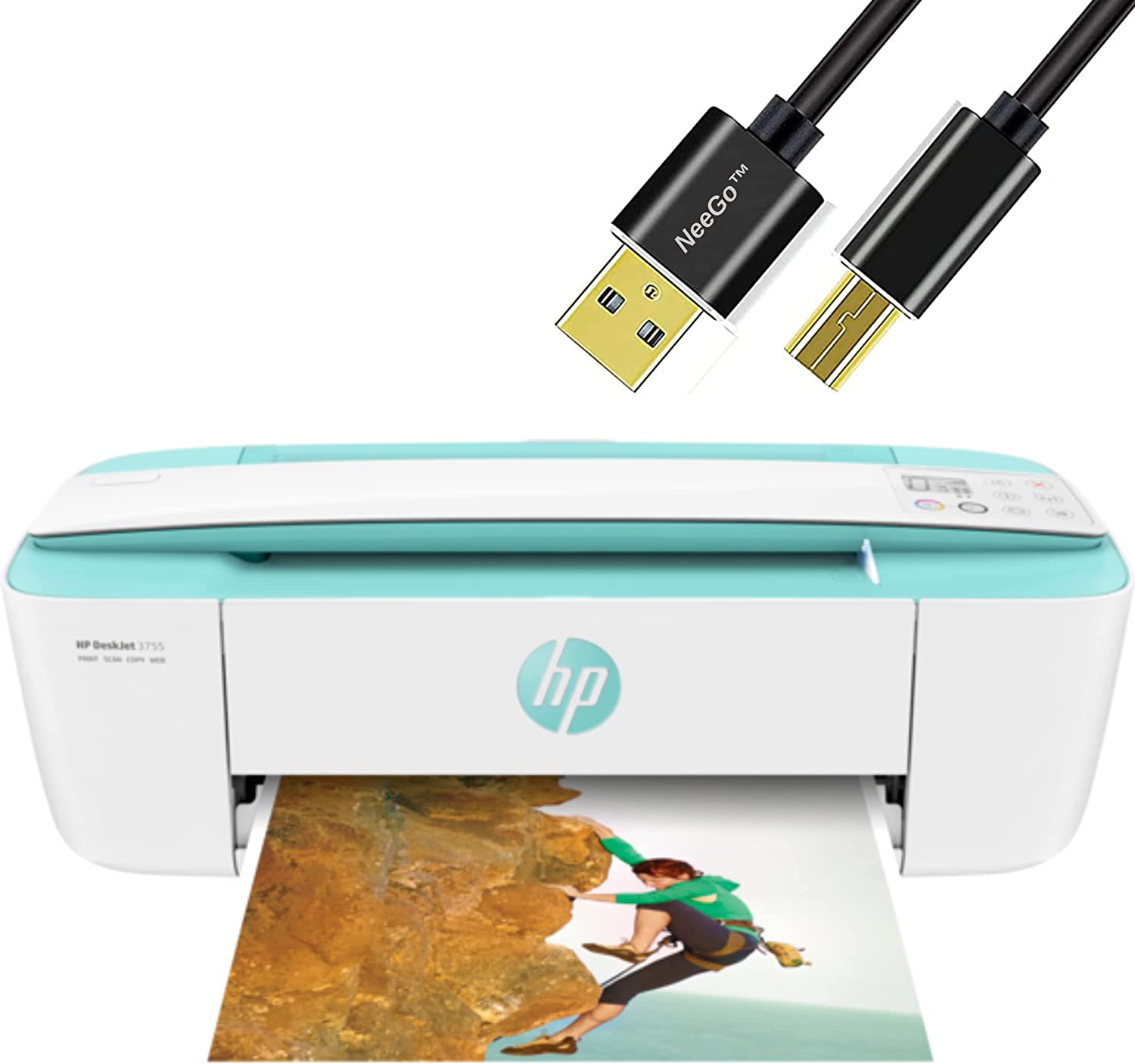230527222459972_1 NEEGO HP DeskJet Wireless Color Inkjet Printer All-in-One with LCD Display - Print Scan Copy and Mobile Printing Ultra Compact 6 ft Printer Cable - Image 1